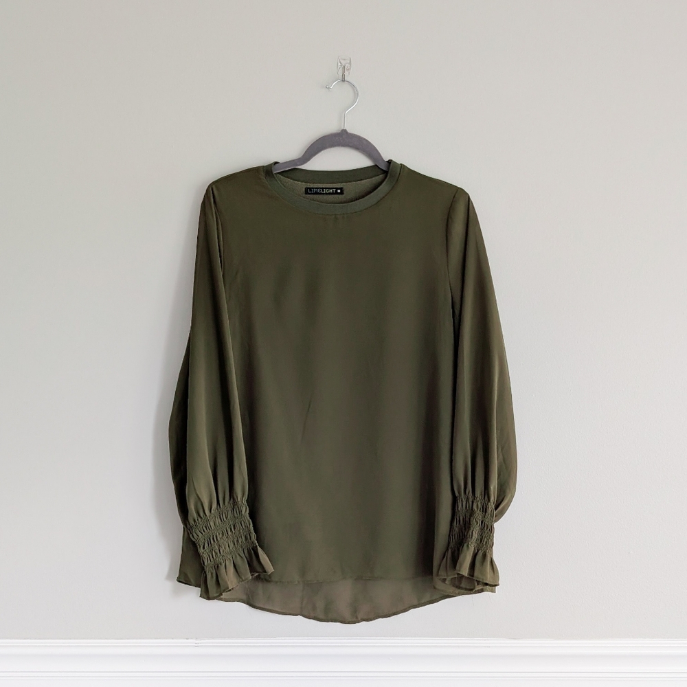 Limelight Women's Long Sleeve Blouse, Medium, Green